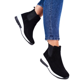 Vinceza Damen Sportschuhe Sneakers Schwarz Leder 21-7781 weiß 3