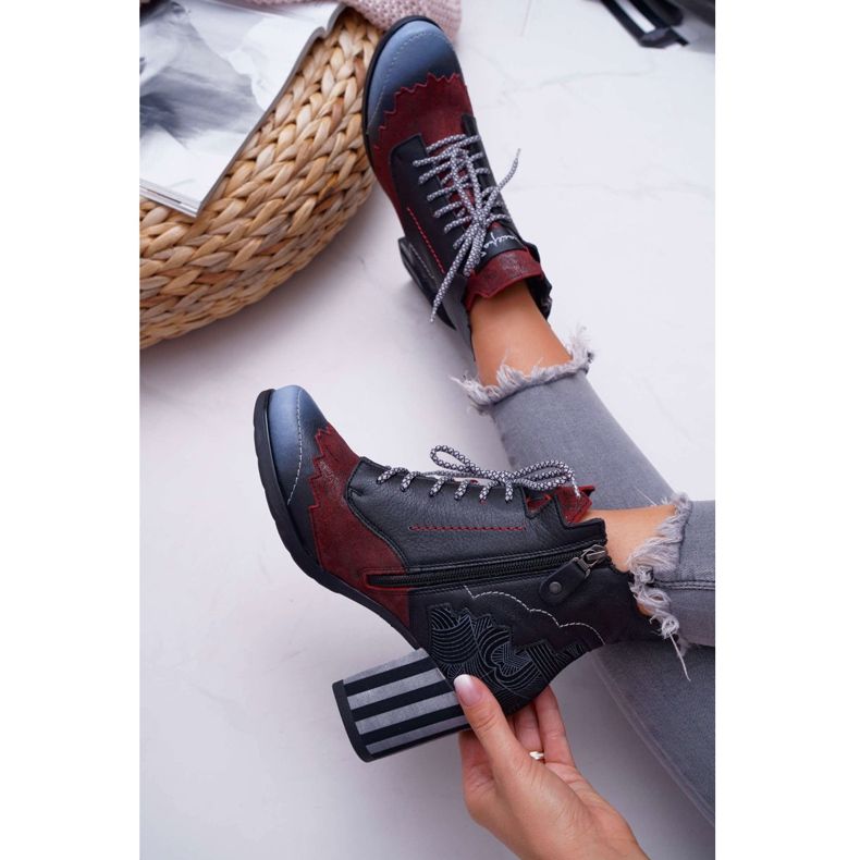 Damen Leder Maciejka Stiefel Schwarz 03190 mehrfarbig 5