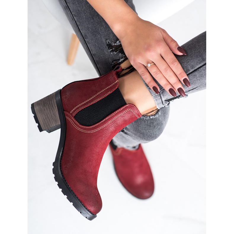 SHELOVET Stylische Stiefel mit Glitzer rot 1