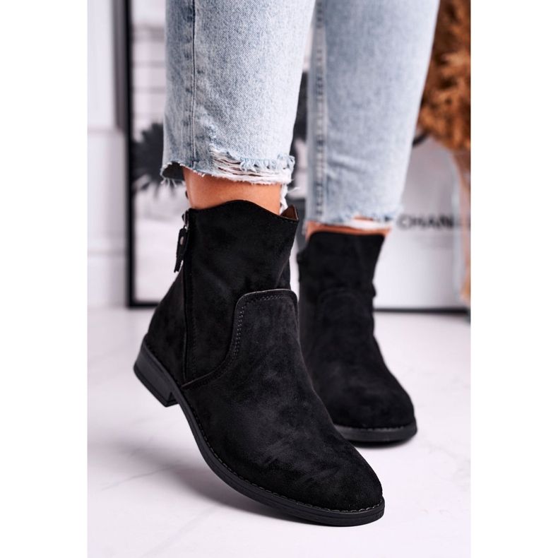 Damen Cowboystiefel Flacher Absatz Schwarz Plemmi 1