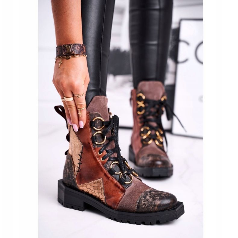 Damenstiefel Leder Maciejka Rot 04184-29 / 00-3 braun mehrfarbig 2