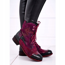 Warme Damen Lederstiefel Maciejka Violett 04625-23 rot mehrfarbig 1