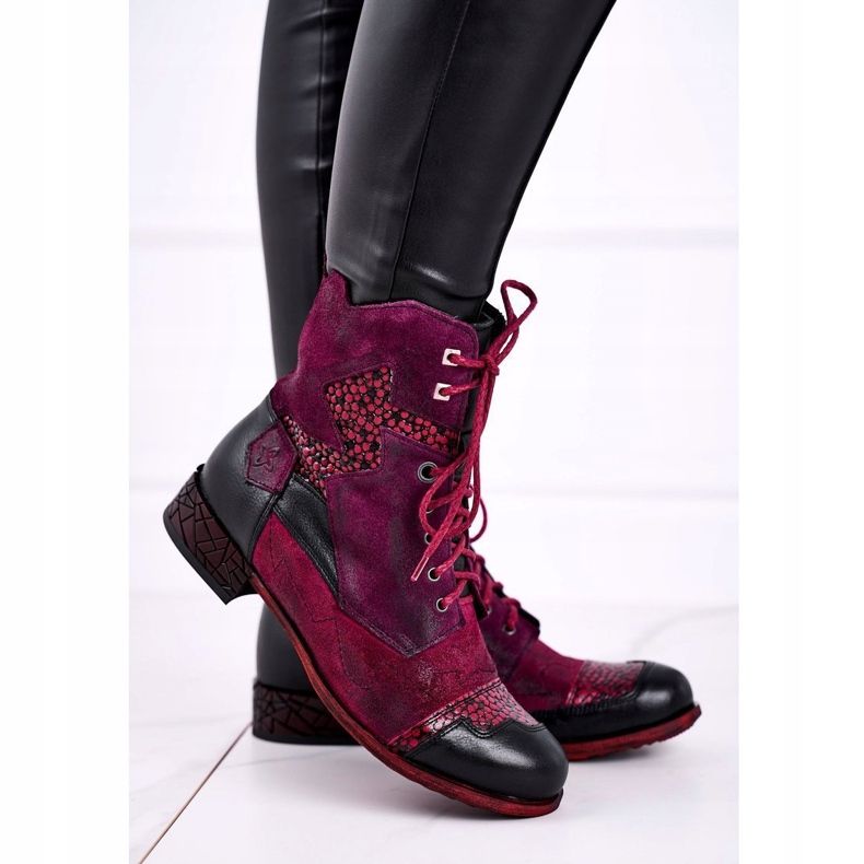 Warme Damen Lederstiefel Maciejka Violett 04625-23 rot mehrfarbig 1