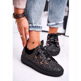 Damen Sneakers Elegantes Leder Laura Messi Schwarz 2045 2