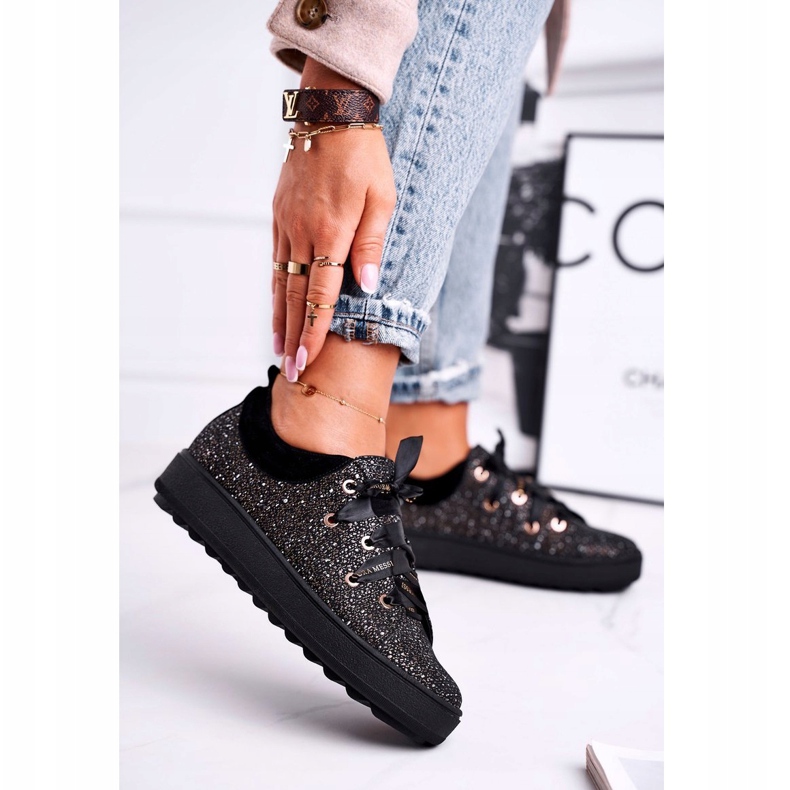 Damen Sneakers Elegantes Leder Laura Messi Schwarz 2045 1