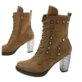 Khaki Stiefel am Pfosten aus Kunstleder F117 grün 1