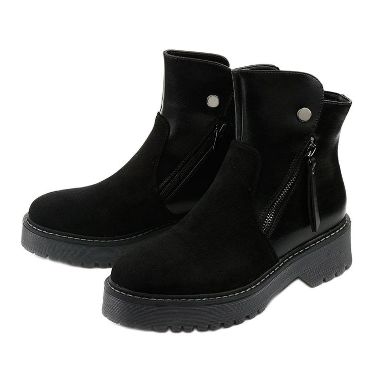 Schwarze Ankle Boots aus Kunstleder von Brundstan 2
