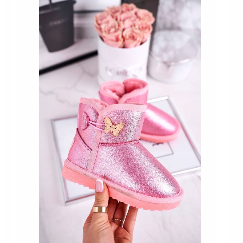 Apawwa Warme Schneestiefel für Kinder mit einem Schmetterlingsrosa Cosmic 1