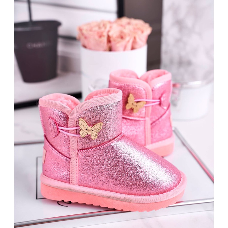 Apawwa Warme Schneestiefel für Kinder mit einem Schmetterlingsrosa Cosmic 2