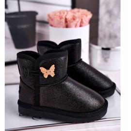 Apawwa Isolierte Kinder-Schneestiefel mit Schmetterling schwarz Cosmic 1