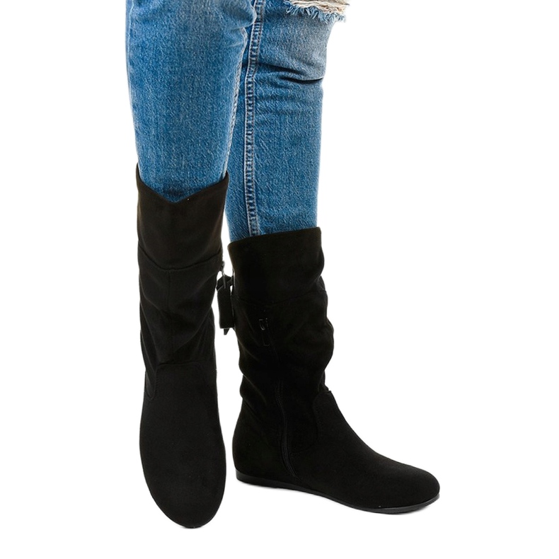 Wildlederstiefel für Damen Russell Boots schwarz 1