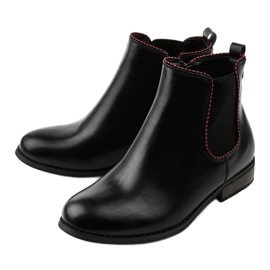 Schwarze flache Chelsea-Boots mit Gummizug 20Y8031-1 2
