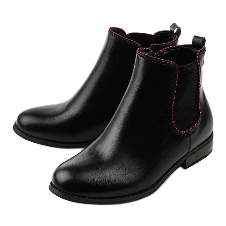 Schwarze flache Chelsea-Boots mit Gummizug 20Y8031-1 2