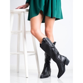 SHELOVET Schwarze Cowboystiefel 1