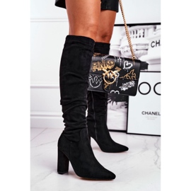 Damenstiefel mit Absatz Wildleder Schwarz Pometro 1