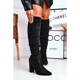 Damenstiefel mit Absatz Wildleder Schwarz Pometro 2