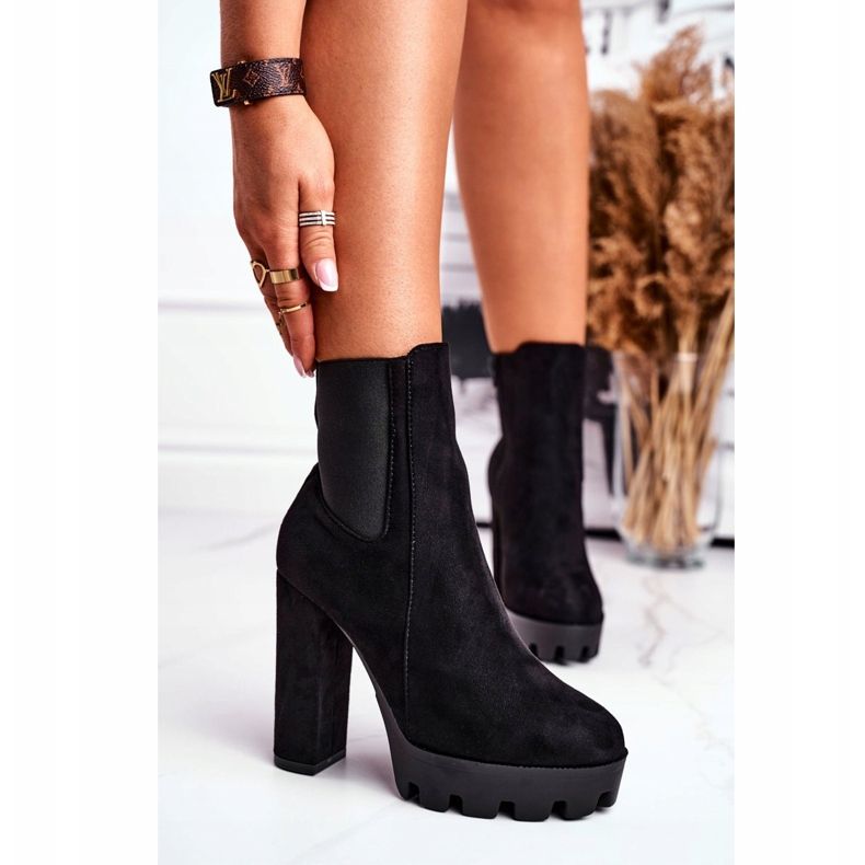 FW1 Damenstiefel mit hohem Absatz Öko-Wildleder Schwarz Juliet 2