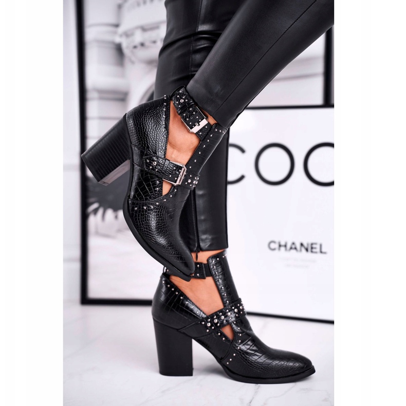 FRSS Damenstiefel mit Kroko-Ausschnitten Schwarz Aria 2