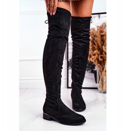 FRBS Overknee-Stiefel aus Öko-Wildleder für Damen Black Dove schwarz 1