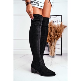 FRBS Kniehohe Stiefel für Damen Öko-Wildleder Schwarz Indigo 1