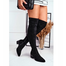 FRBS Kniehohe Stiefel für Damen Öko-Wildleder Schwarz Indigo 2