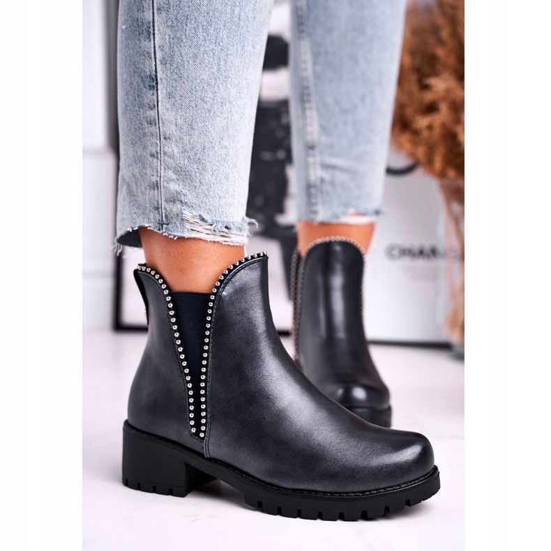 Damen Stiefel Warm Navy Blue Starry marineblau 2