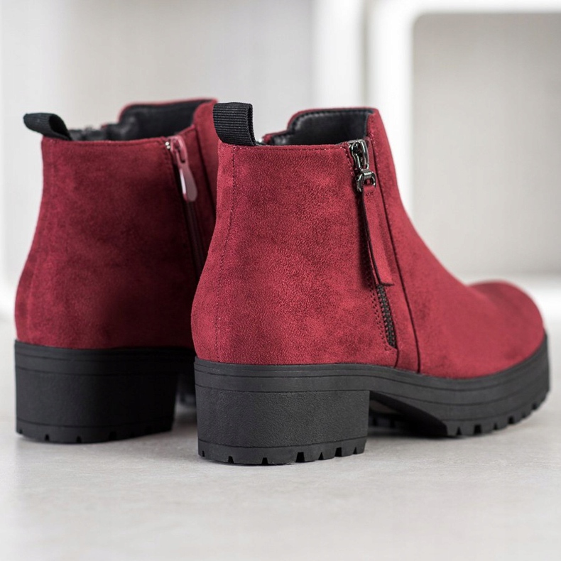 Clowse Burgunder Booties auf der Plattform rot 1