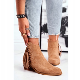 Damenstiefel mit hohem Absatz und Fransen Cowboystiefel Khaki Mirage 1