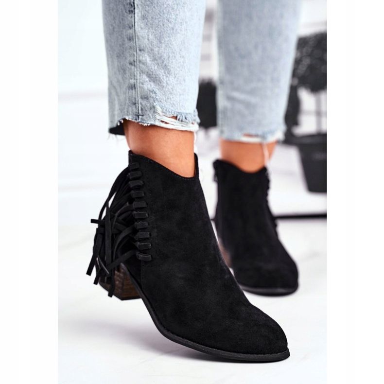 Damenstiefel mit Absatz und Fransen Schwarze Mirage Cowboystiefel 2