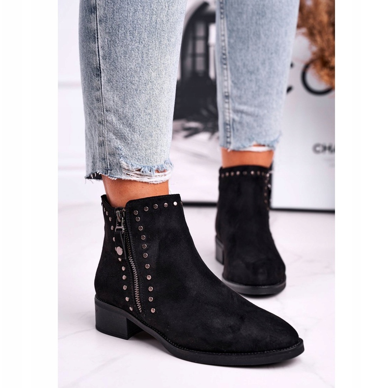 Damenstiefel mit Nieten mit hohem Absatz Black Control schwarz 1