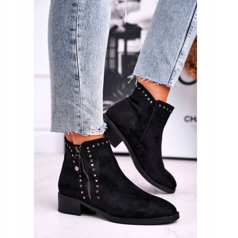 Damenstiefel mit Nieten mit hohem Absatz Black Control schwarz 2