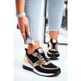 Vinceza Damen Sportschuhe Leder schwarz und gold 21-7777 1