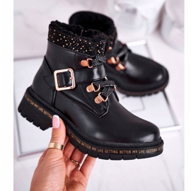 Schwarze Rhythm Kinder-Jugendstiefel mit Lammfell 2