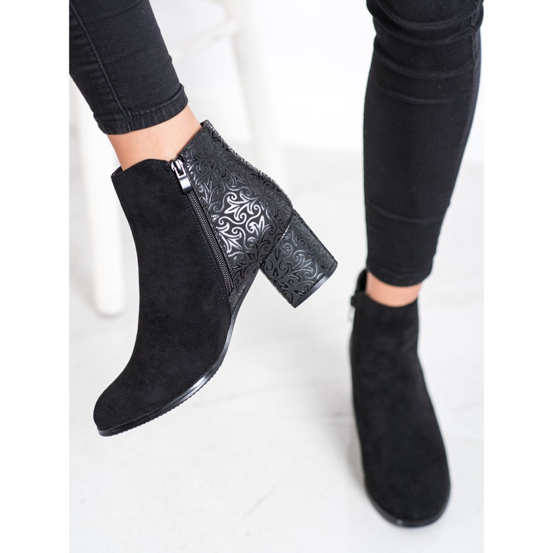 J. Star Schwarze Stiefel mit Muster 2