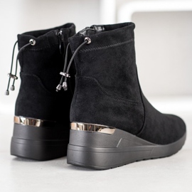 Camo Keilstiefel aus Wildleder schwarz 1