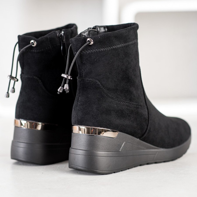 Camo Keilstiefel aus Wildleder schwarz 1