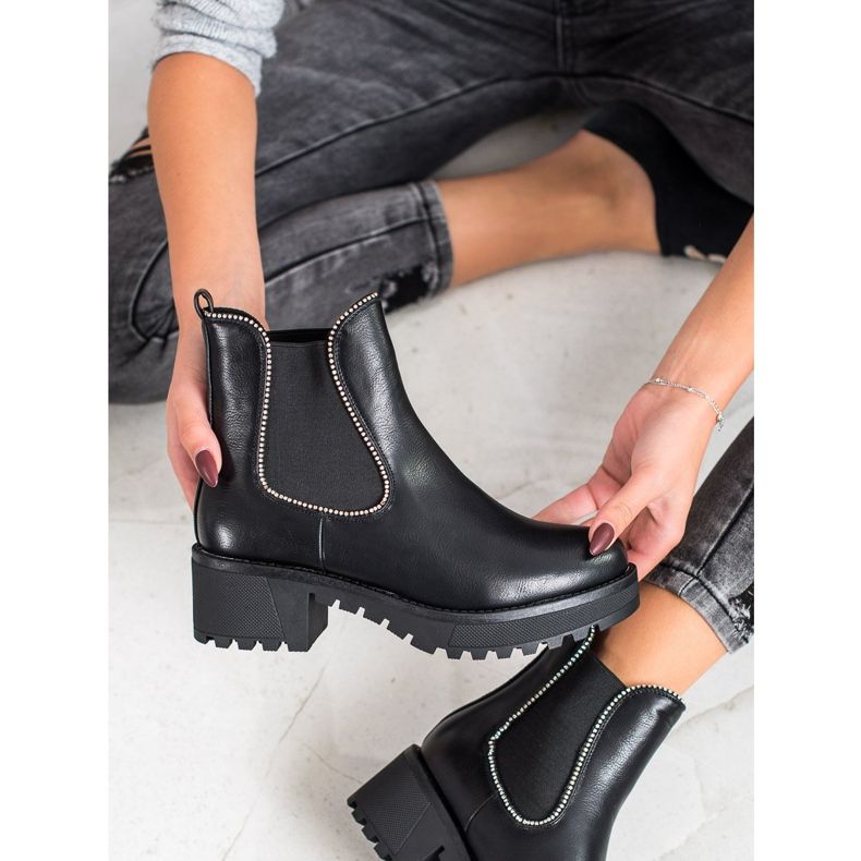 SHELOVET Chelsea Boots mit Zirkonia schwarz 2