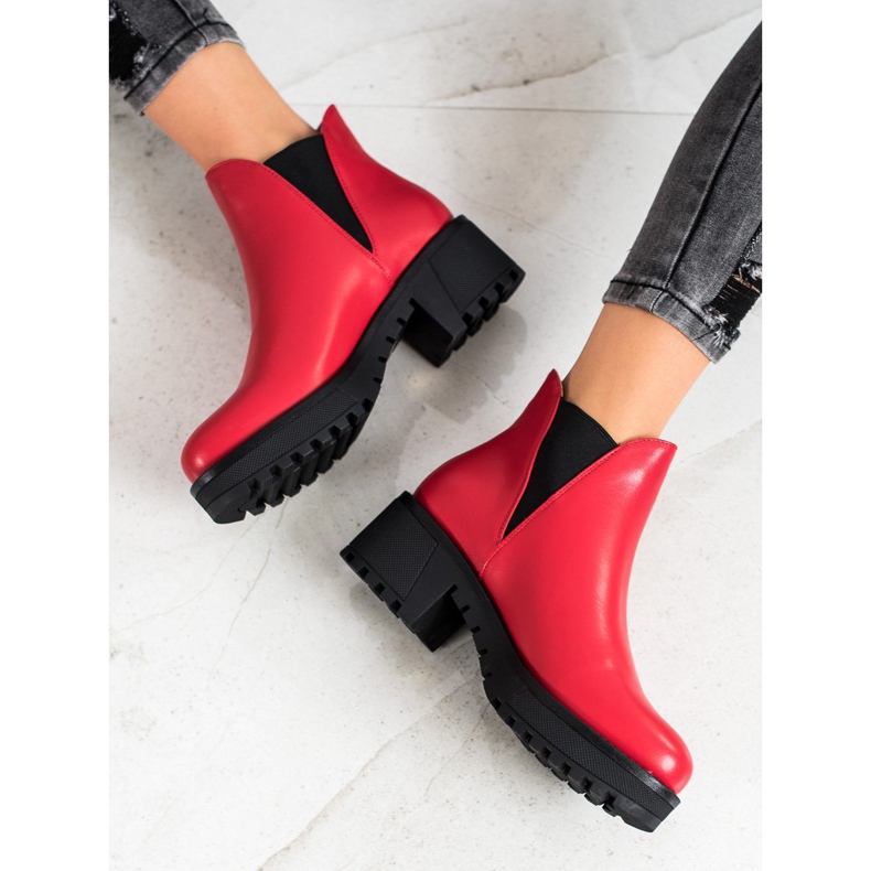 Super Mode Slip-On-Stiefel aus Öko-Leder rot 1