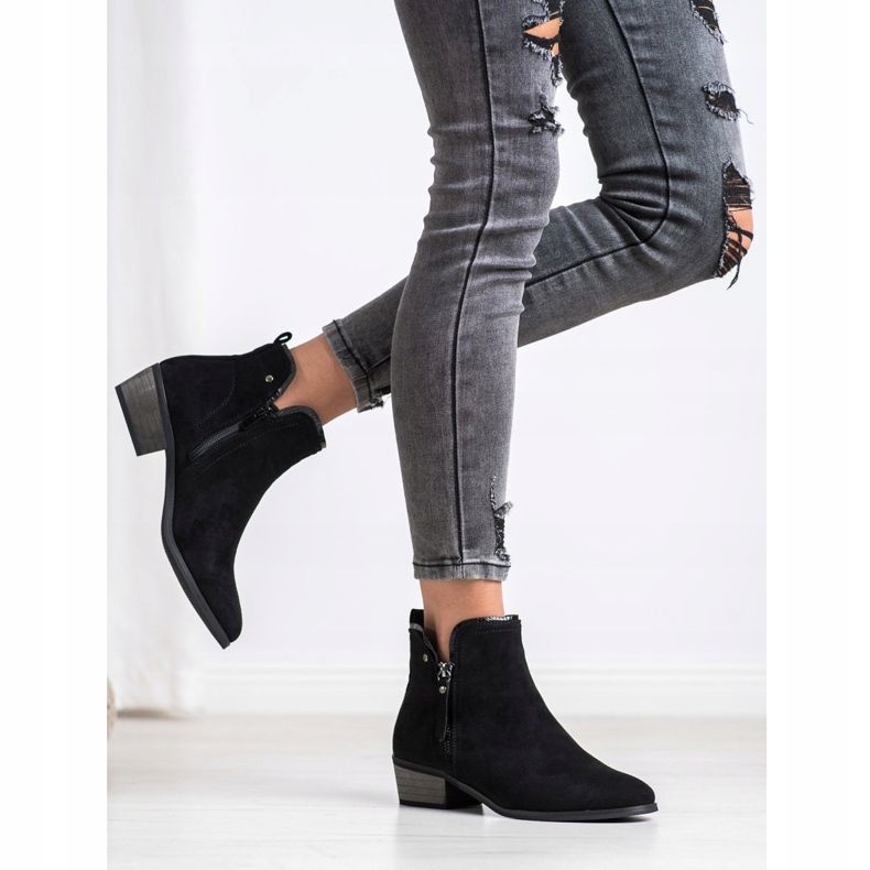 J. Star Stiefel mit dekorativem Reißverschluss schwarz 1