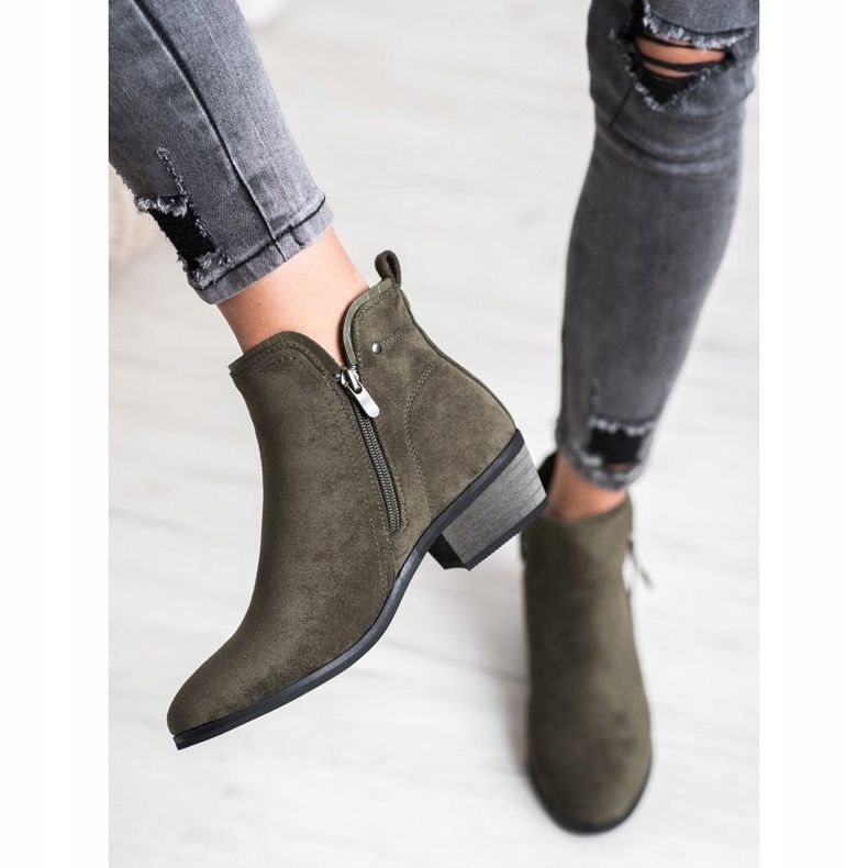 J. Star Stiefel mit dekorativem Reißverschluss grün 1