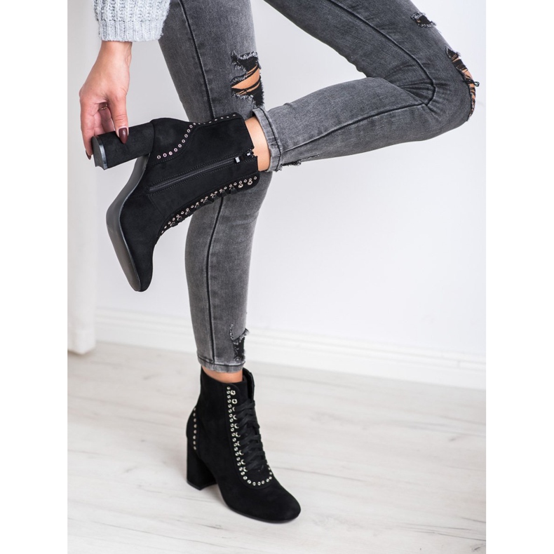 SHELOVET Gebundene Stiefeletten an einem Pfosten schwarz 1