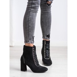 SHELOVET Gebundene Stiefeletten an einem Pfosten schwarz 2