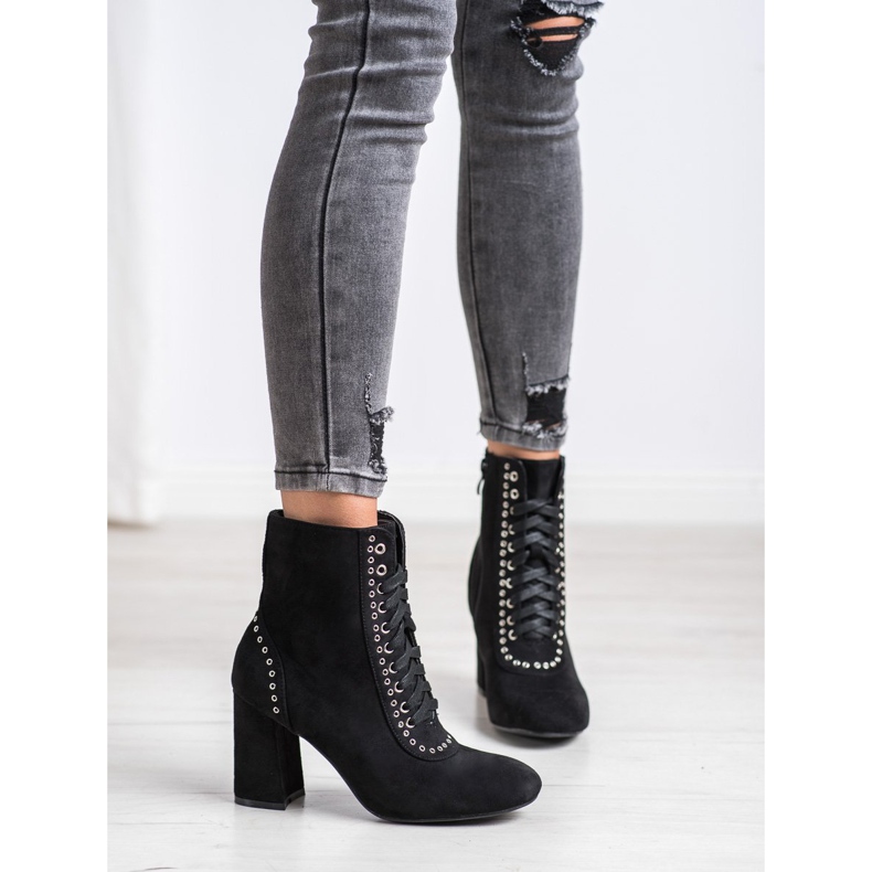 SHELOVET Gebundene Stiefeletten an einem Pfosten schwarz 2