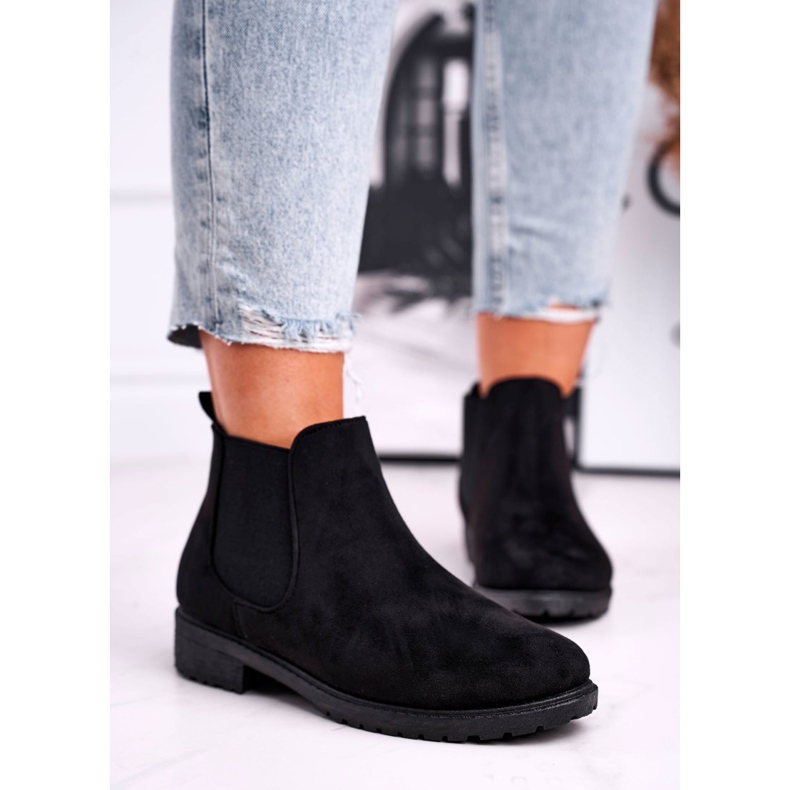 Schwarze Shaggy schwarze Stiefel für Damen 2