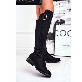 EVE Damen kniehohe Stiefel Wildleder / Lycra schwarz Nash 1