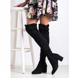 SHELOVET Hohe Wildlederstiefel schwarz 1