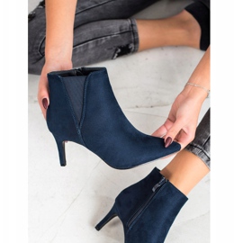 SHELOVET Marineblaue Stiefel auf einem hohen Absatz 2