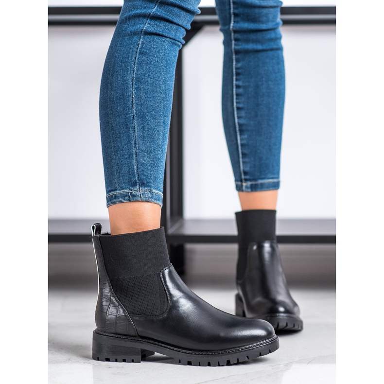 Super Me Schwarze Slip-On-Stiefel 1