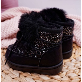 FRROCK Kinder-Schneestiefel mit Fell Schwarz Minnie Mouse silber- 4