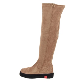 Overknee-Stiefel mit dicker beiger Sohle NS135P Beige 1